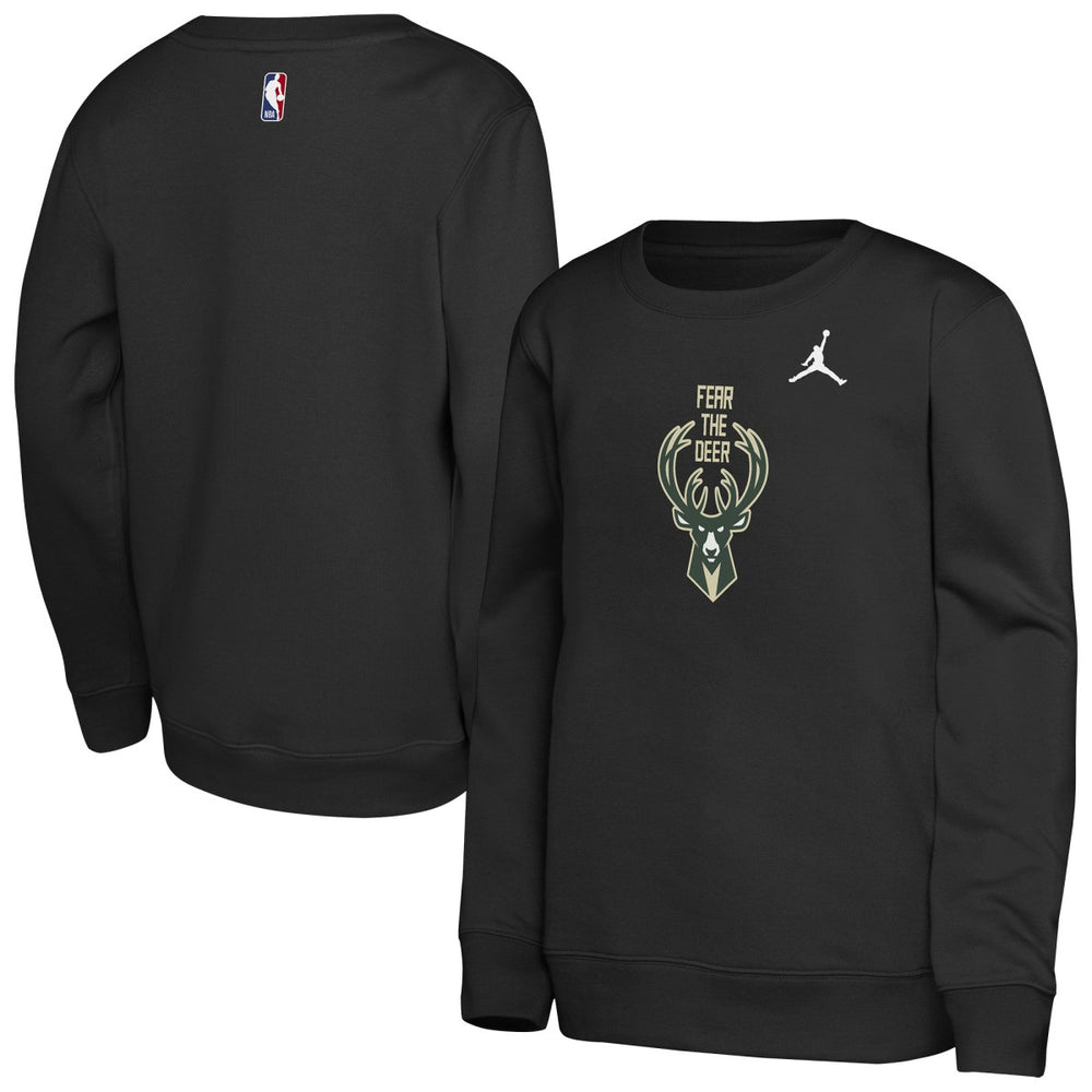 Milwaukee Bucks Jordan Brand Youth Courtside Statement Edition Sweatshirt - Black shop