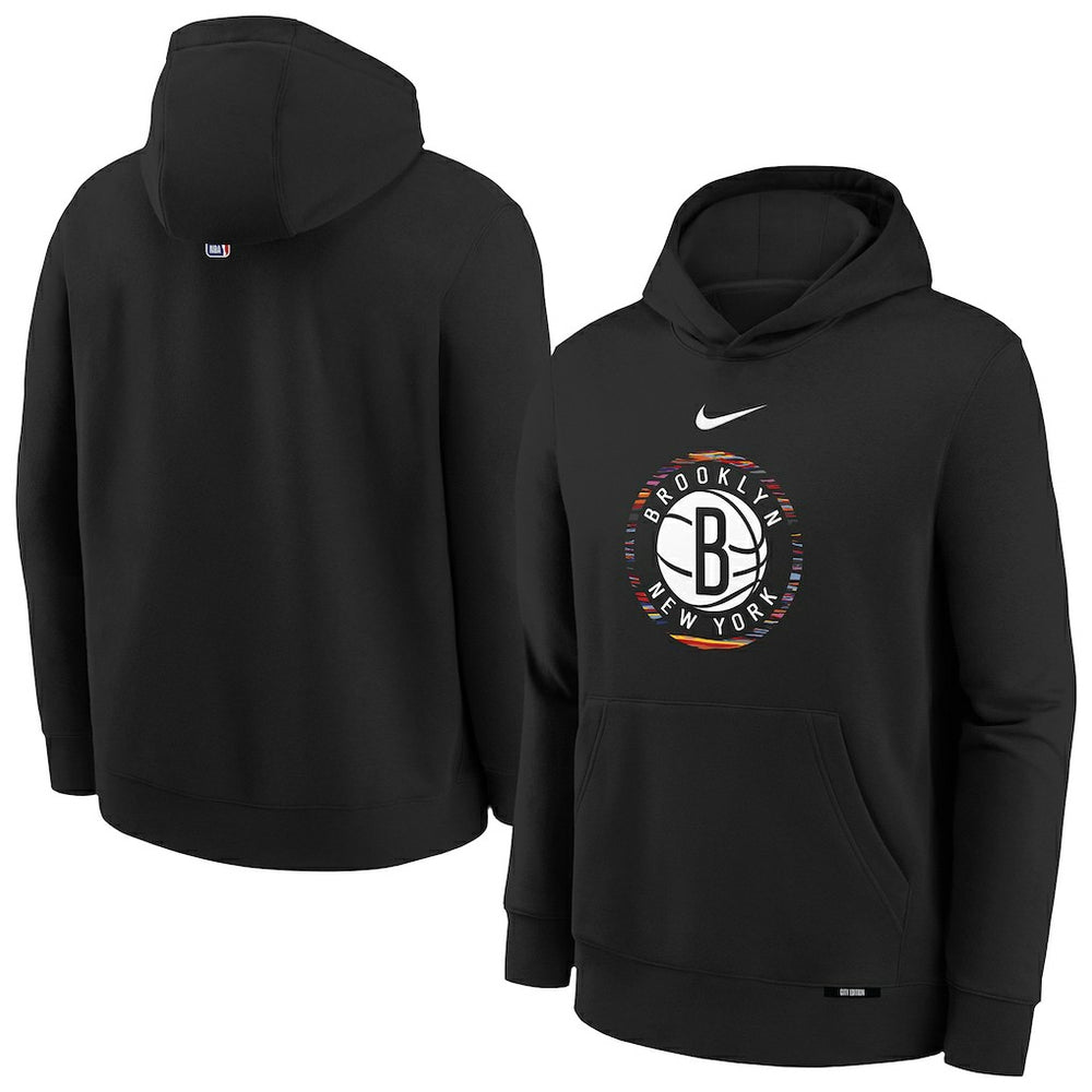 Brooklyn Nets Youth 2025/26 City Edition Club Fleece Pullover Hoodie - Black | Nike outlet
