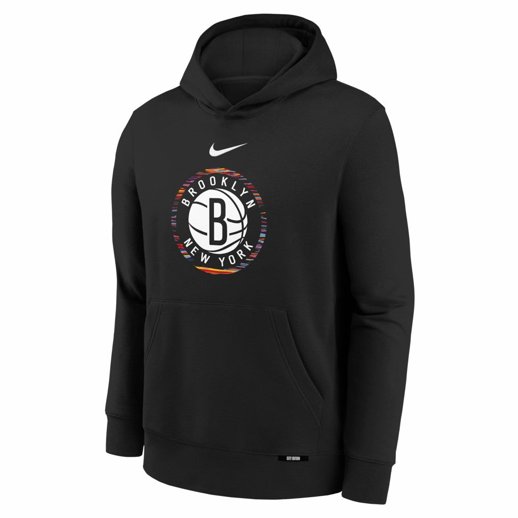 Brooklyn Nets Youth 2025/26 City Edition Club Fleece Pullover Hoodie - Black | Nike outlet