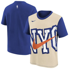 New York Knicks Youth 2025/26 City Edition Max90 T-Shirt - Light Beige/Blue | Nike discount