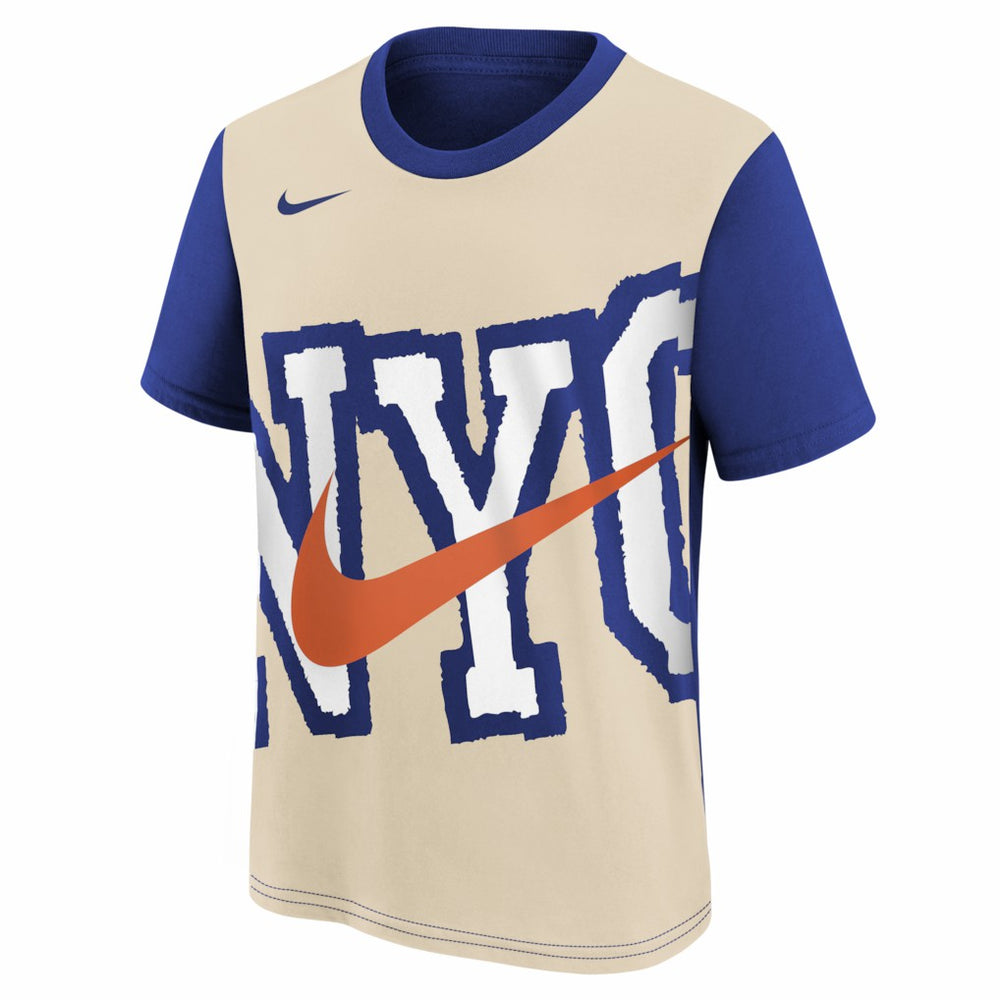 New York Knicks Youth 2025/26 City Edition Max90 T-Shirt - Light Beige/Blue | Nike discount