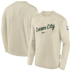Milwaukee Bucks Youth 2025/26 City Edition Dri-Fit Long Sleeve Game Top - White | Nike for sale