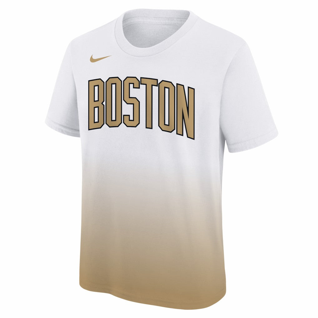 Boston Celtics Youth 2025/26 City Edition Max90 T-Shirt - White/Gold | Nike outlet
