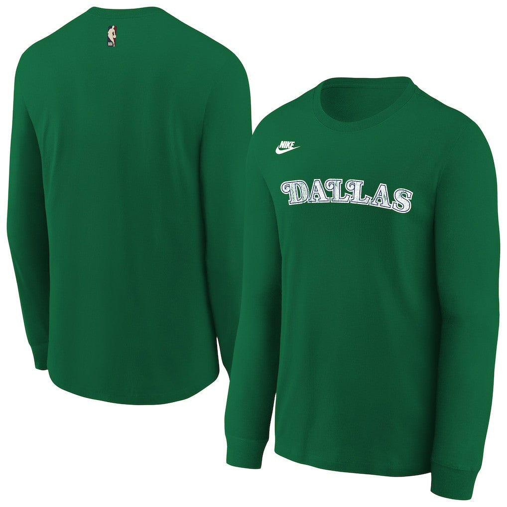 Dallas Mavericks Youth Hardwood Classics Essential Logo Max90 Long Sleeve T-Shirt sale - Green | Nike discount