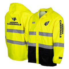 Arizona Cardinals Hi-Vis Safety Waterproof Rainshell Full-Zip Hooded Jacket - Yellow sale