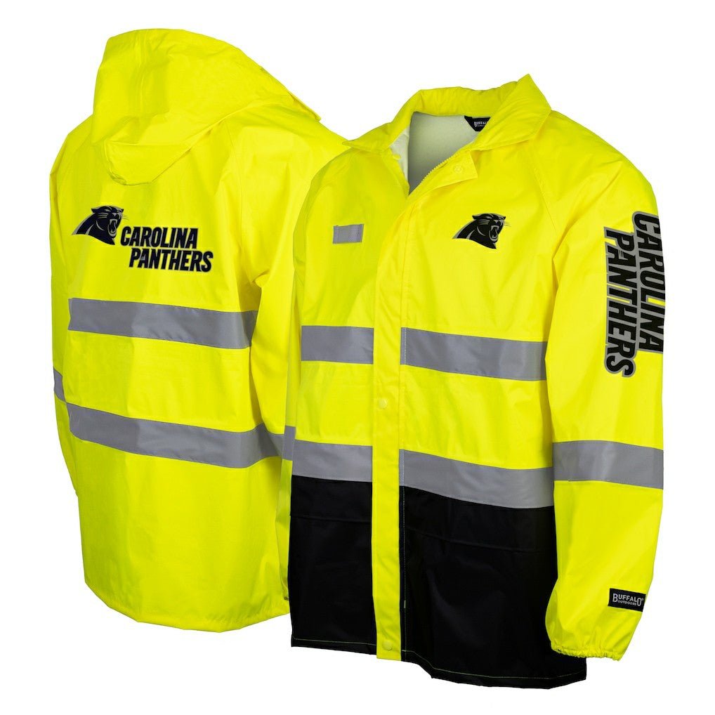 Carolina Panthers Hi-Vis Safety Waterproof Rainshell Full-Zip Hooded Jacket - Yellow for sale