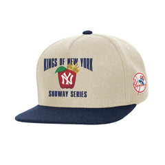 New York Yankees Subway Series Matchup Pro Pinch Snapback - Cream | Mitchell & Ness