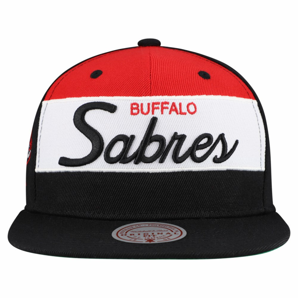 Buffalo Sabres Mitchell & Ness Retro Script Colorblock Snapback Hat Black