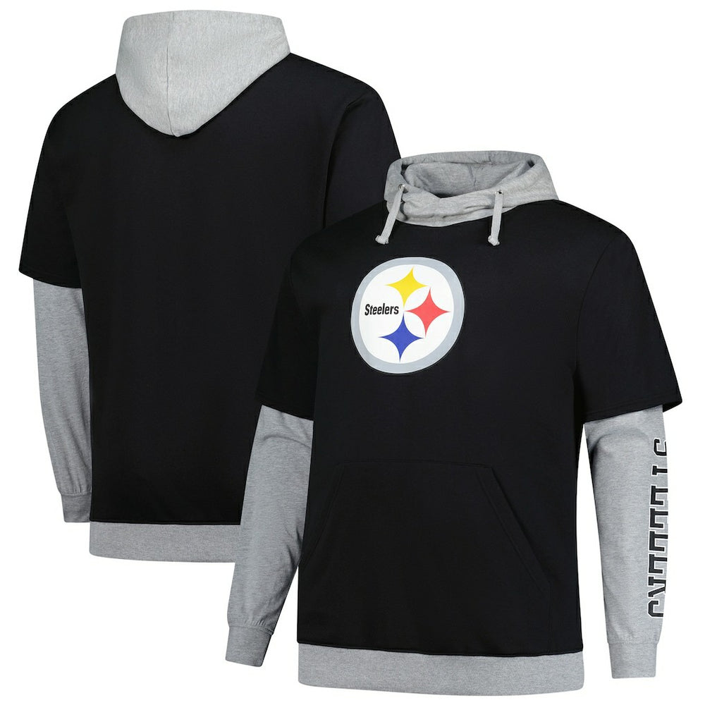 Pittsburgh Steelers Big & Tall Twofer Pullover Hoodie - Black/Heather Gray online