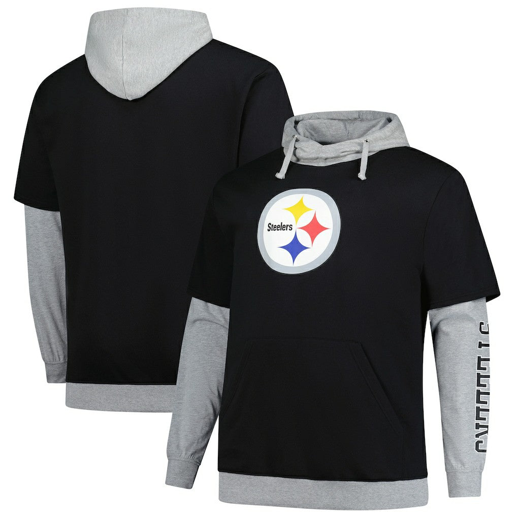 Pittsburgh Steelers Big & Tall Twofer Pullover Hoodie - Black/Heather Gray online