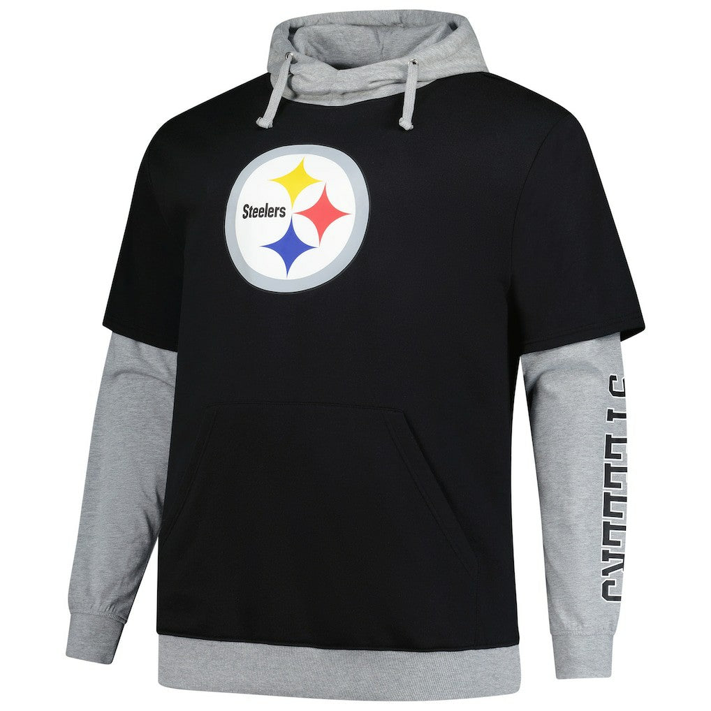 Pittsburgh Steelers Big & Tall Twofer Pullover Hoodie - Black/Heather Gray online
