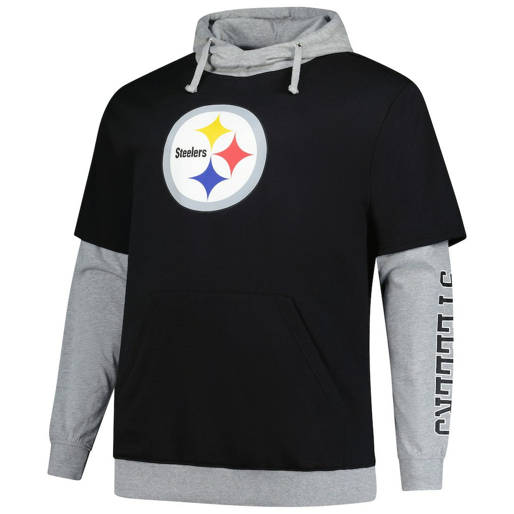 Pittsburgh Steelers Big & Tall Twofer Pullover Hoodie - Black/Heather Gray online