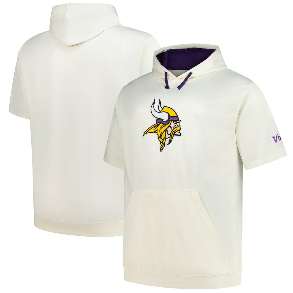 Minnesota Vikings Profile Big & Tall Chest Print and Logo Short Sleeve Pullover Hoodie - Oatmeal sale