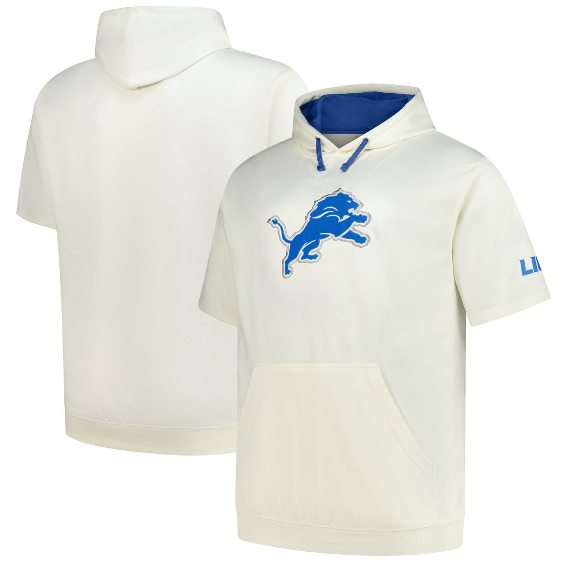 Detroit Lions Profile Big & Tall Chest Print and Logo Short Sleeve Pullover Hoodie - Oatmeal on sale