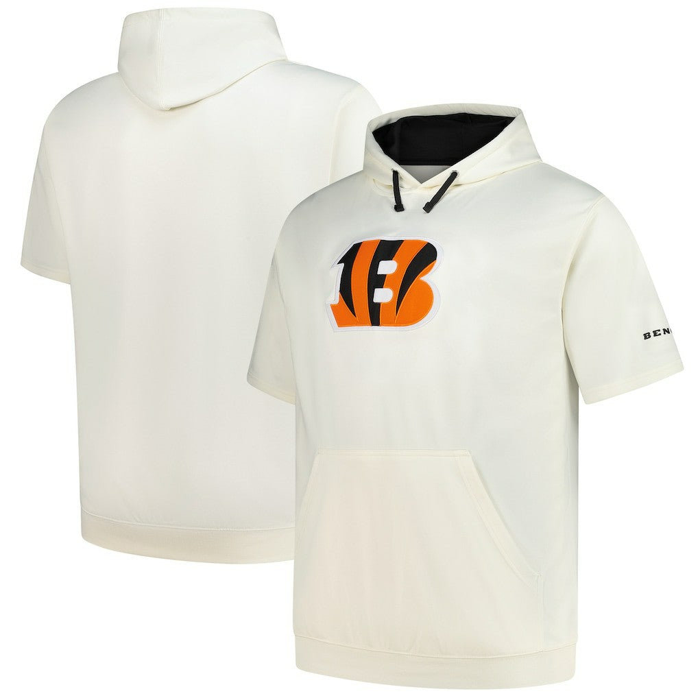 Cincinnati Bengals Profile Big & Tall Chest Print and Logo Short Sleeve Pullover Hoodie - Oatmeal discount