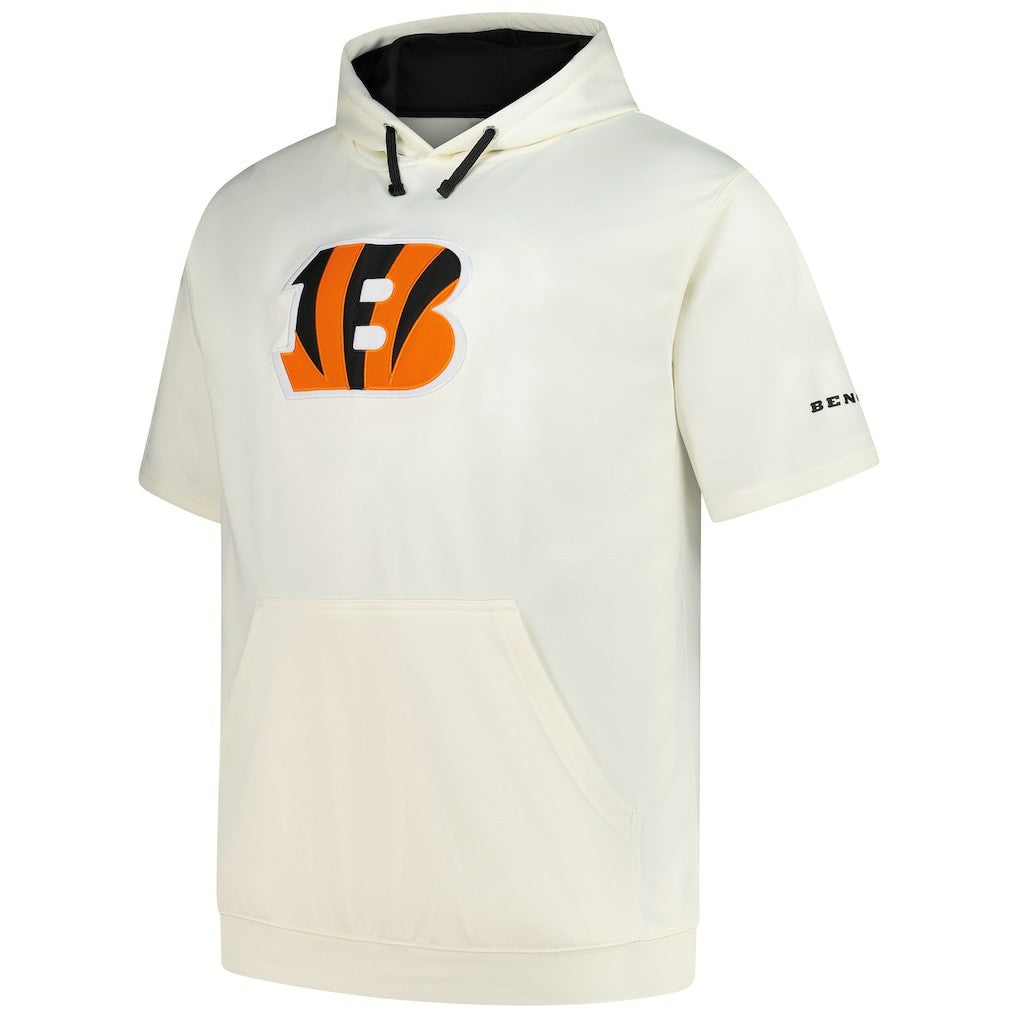 Cincinnati Bengals Profile Big & Tall Chest Print and Logo Short Sleeve Pullover Hoodie - Oatmeal discount