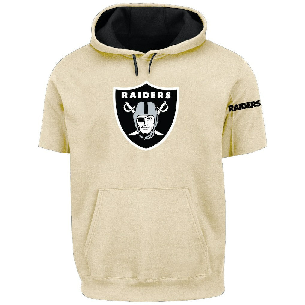Las Vegas Raiders Profile Big & Tall Chest Print and Logo Short Sleeve Pullover Hoodie - Oatmeal cheap