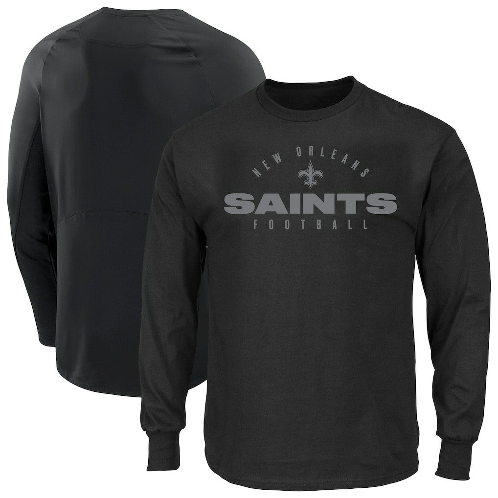 New Orleans Saints Big & Tall Coverage Scheme Long Sleeve T-Shirt - Black sale