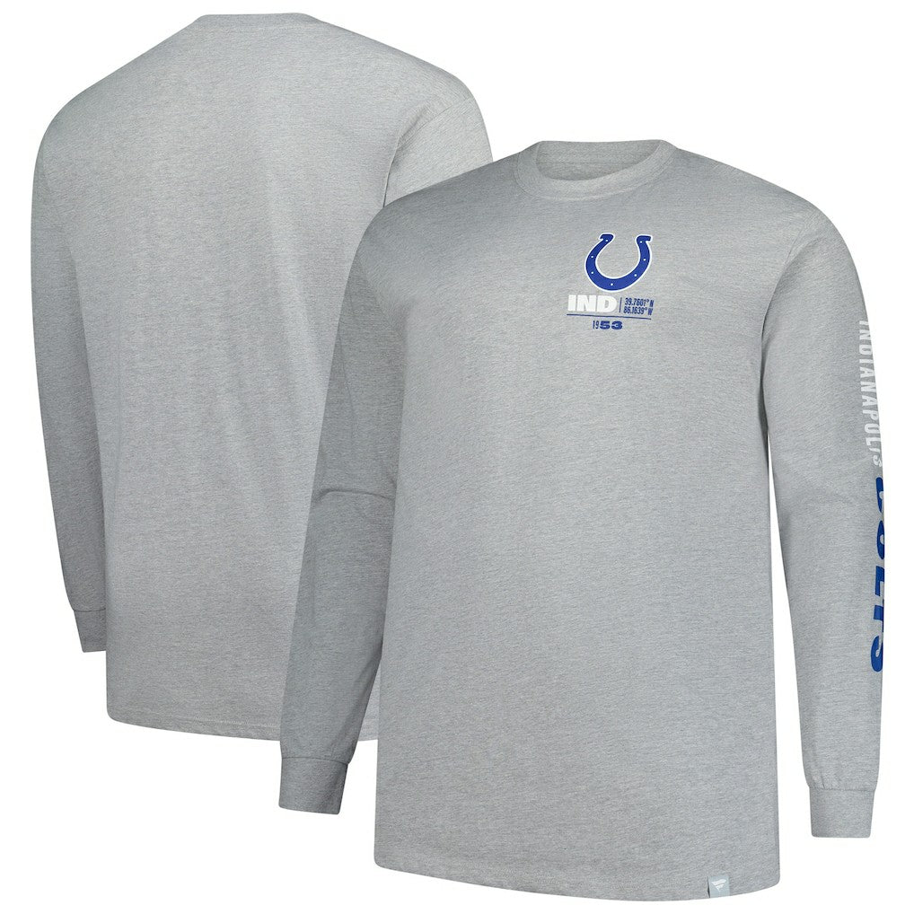 Indianapolis Colts Big & Tall Clock Management Legacy Long Sleeve T-Shirt - Heather Gray for sale