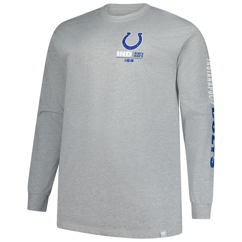 Indianapolis Colts Big & Tall Clock Management Legacy Long Sleeve T-Shirt - Heather Gray for sale