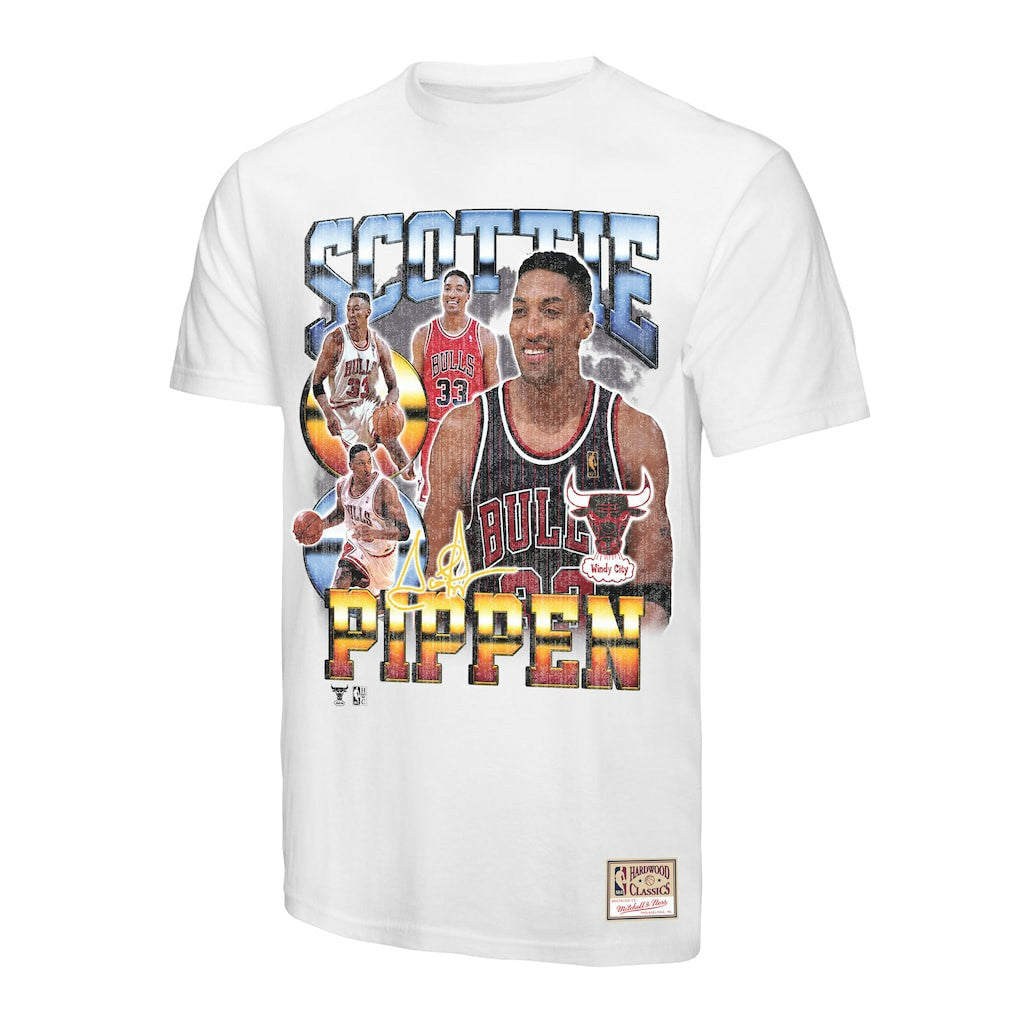 Scottie Pippen Chicago Bulls Hardwood Classics Commemorative Player Collage T-Shirt sale - White | Mitchell & Ness on sale