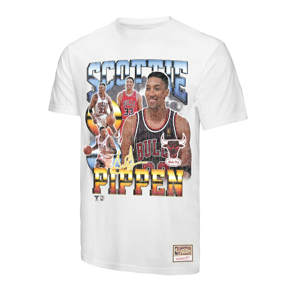Scottie Pippen Chicago Bulls Hardwood Classics Commemorative Player Collage T-Shirt sale - White | Mitchell & Ness on sale
