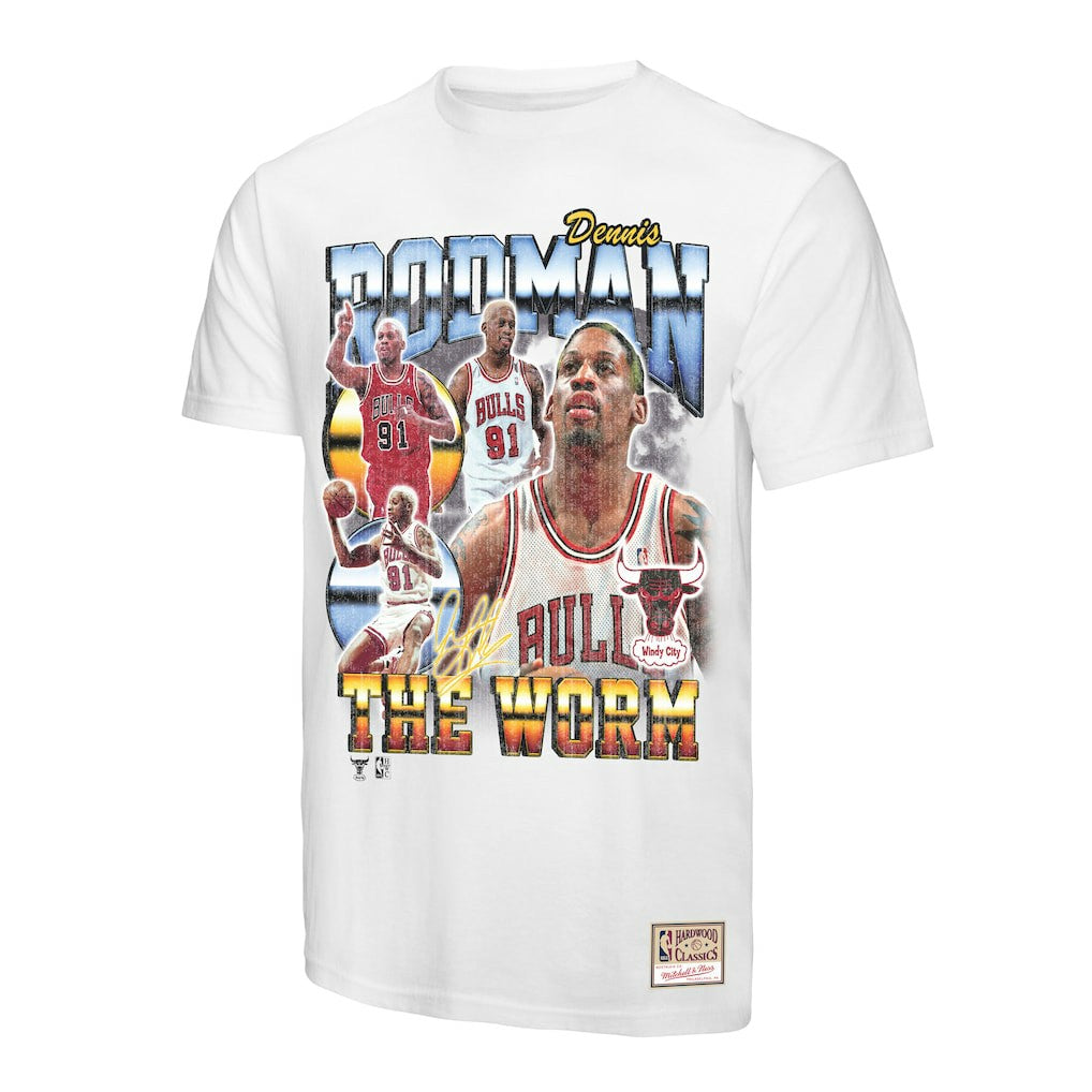 Dennis Rodman Chicago Bulls Hardwood Classics Commemorative Player Collage T-Shirt sale - White | Mitchell & Ness sale