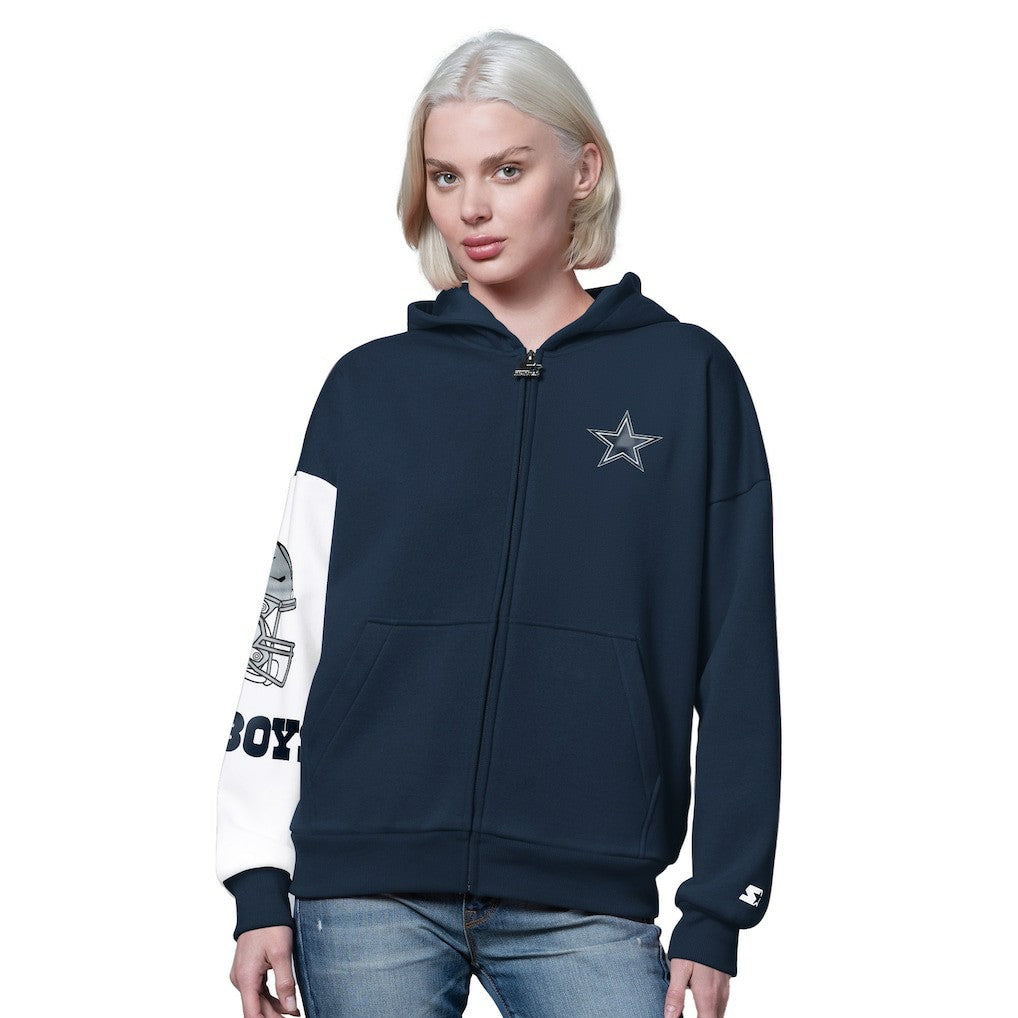 Dallas Cowboys Starter Women's 4th Down Full-Zip Hoodie - Navy sale