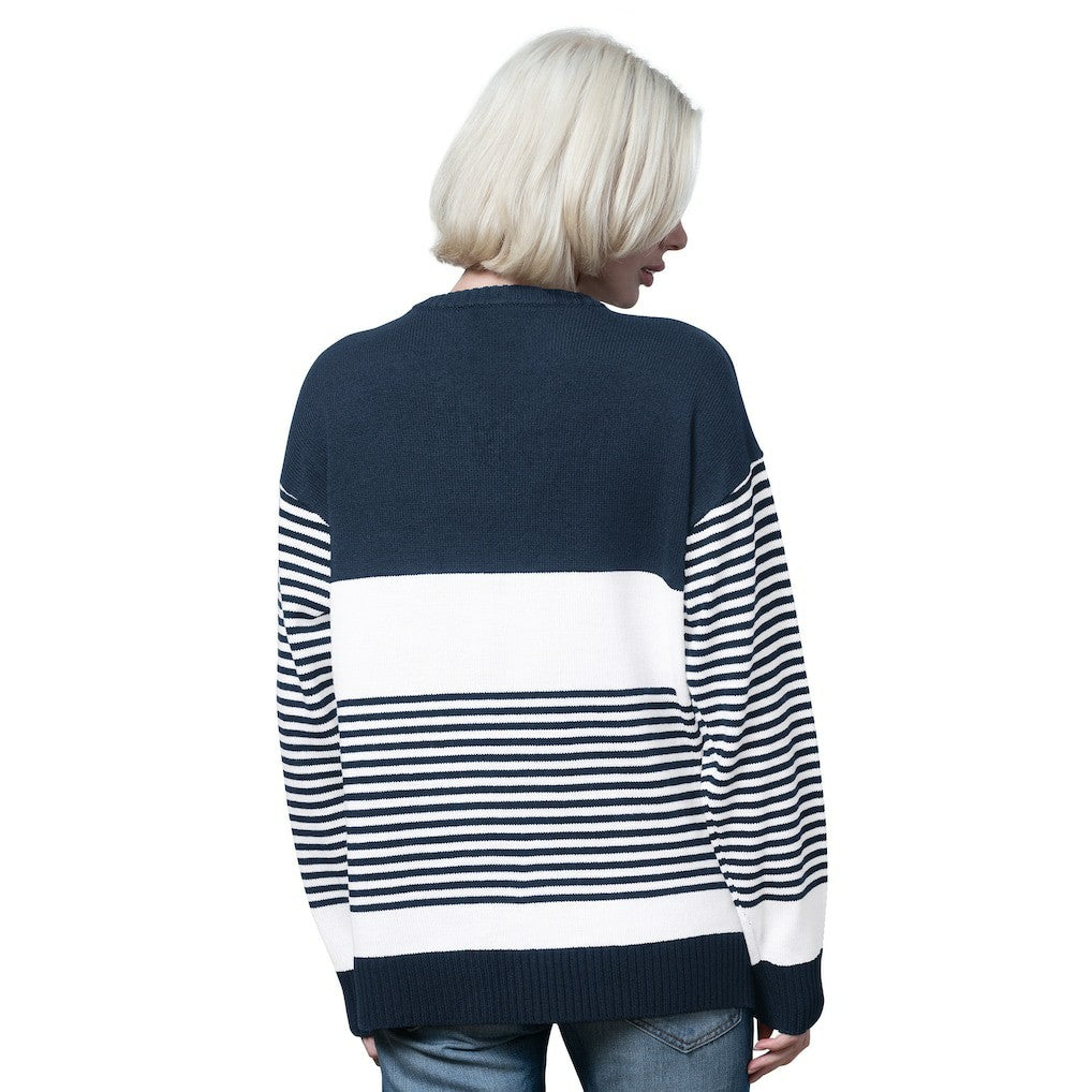 Dallas Cowboys Starter Women's No Huddle Striped V-Neck Sweater - Navy online