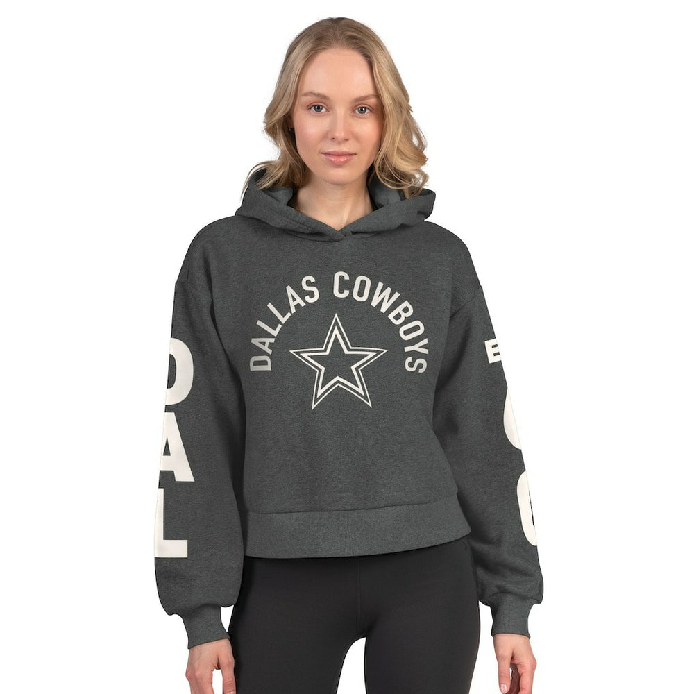 Dallas Cowboys Starter Women's Star Player Cropped Fleece Pullover Hoodie - Heather Charcoal discount