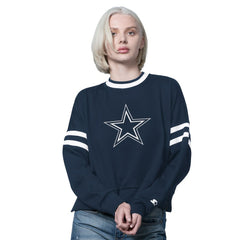 Dallas Cowboys Starter Women's Rally Drop Shoulder Cropped Sweatshirt - Navy discount