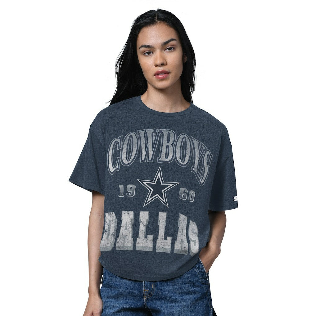 Dallas Cowboys Starter Women's Oversized Hall of Fame T-Shirt - Heather Navy cheap