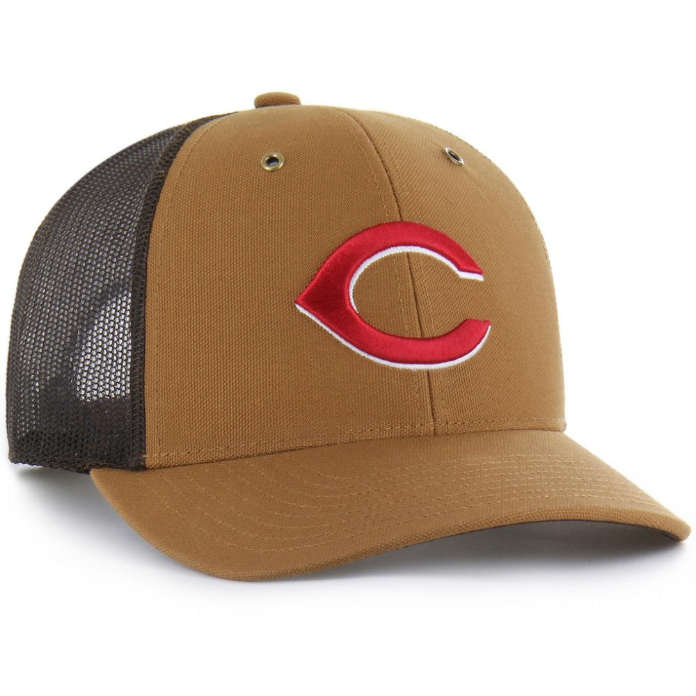 Cincinnati Reds Carhartt x Trucker Adjustable Hat - Brown | 47 brand