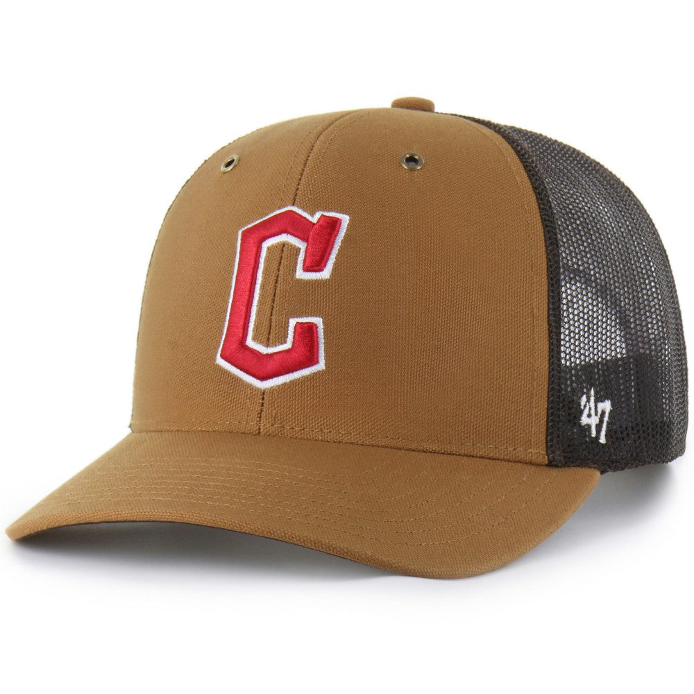 Cleveland Guardians Carhartt x Trucker Adjustable Hat - Brown | 47 brand