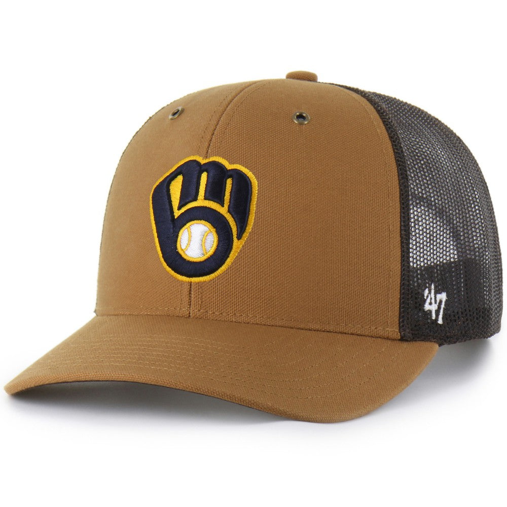 Milwaukee Brewers Carhartt x Trucker Adjustable Hat - Brown | 47 brand