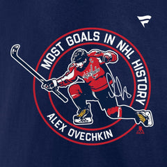 Alexander Ovechkin Washington Capitals Fanatics NHL All-Time Leading Goal Scorer Badges Long Sleeve T-Shirt Athletic Navy