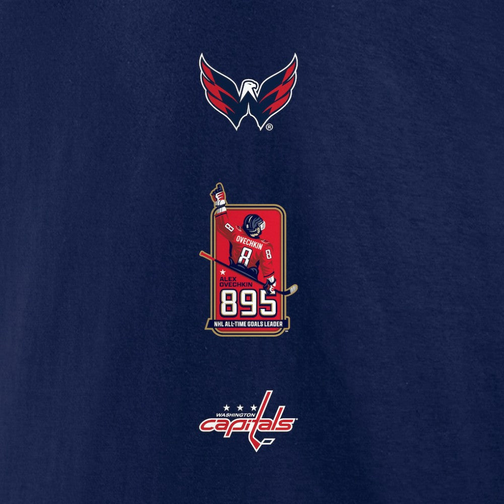 Alexander Ovechkin Washington Capitals Fanatics NHL All-Time Leading Goal Scorer Badges Long Sleeve T-Shirt Athletic Navy