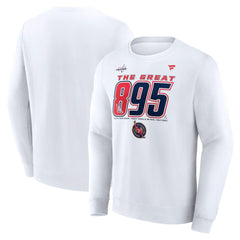 Alexander Ovechkin Washington Capitals Fanatics NHL All-Time Leading Goal Scorer The Great 895 Fleece Pullover Sweatshirt White