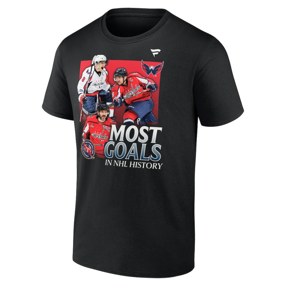 Alexander Ovechkin Washington Capitals Fanatics Most Goals Evolution of 895 T-Shirt Black