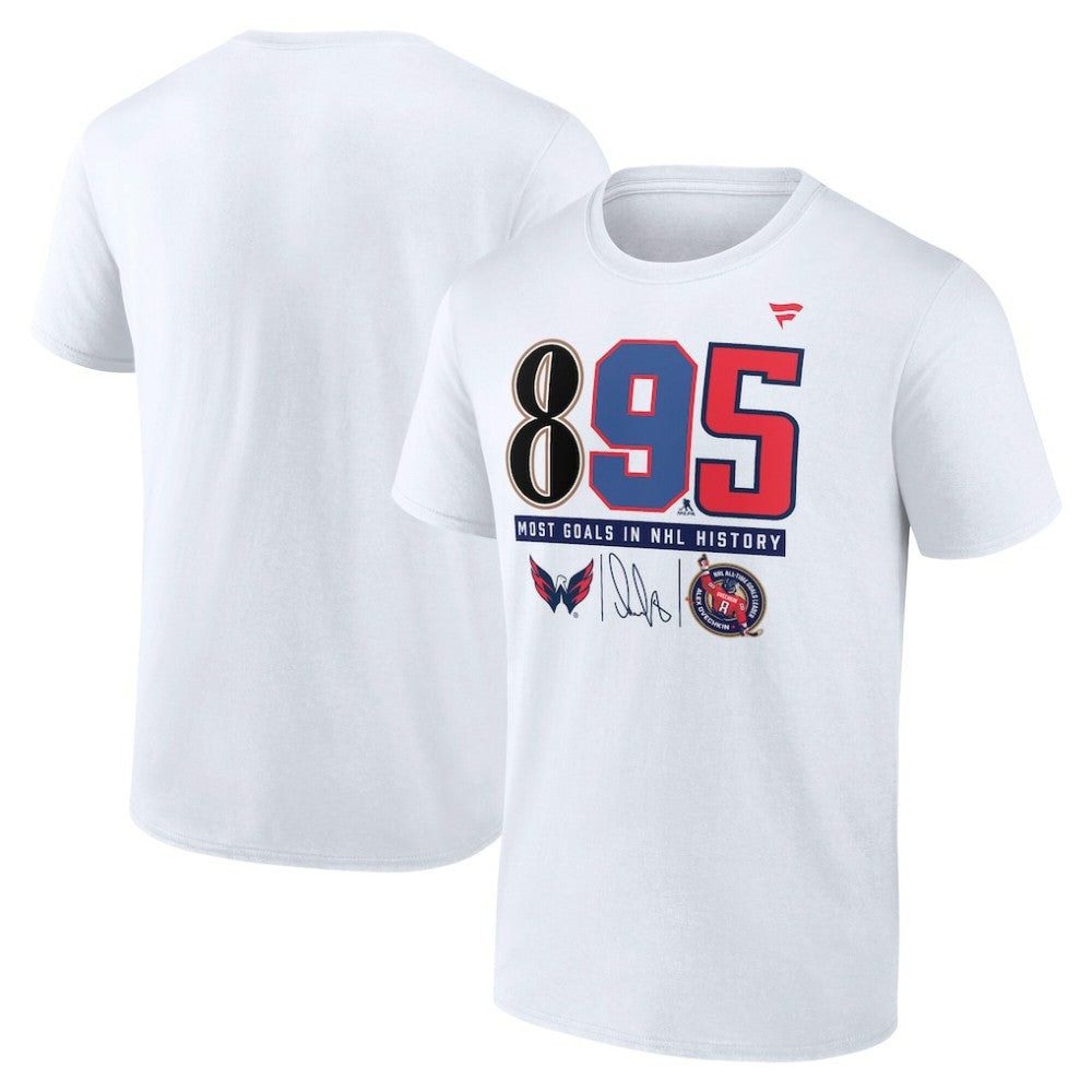 Alexander Ovechkin Washington Capitals Fanatics NHL All-Time Leading Goal Scorer The History of 895 T-Shirt White