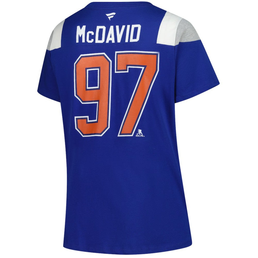 Connor McDavid Edmonton Oilers Fanatics Women's Plus Size Name & Number Scoop Neck T-Shirt Royal