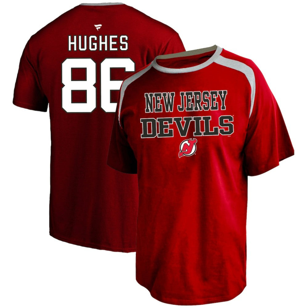Jack Hughes New Jersey Devils Profile Big & Tall Name & Number T-Shirt Red