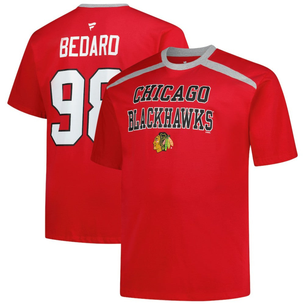 Connor Bedard Chicago Blackhawks Profile Big & Tall Name & Number T-Shirt Red