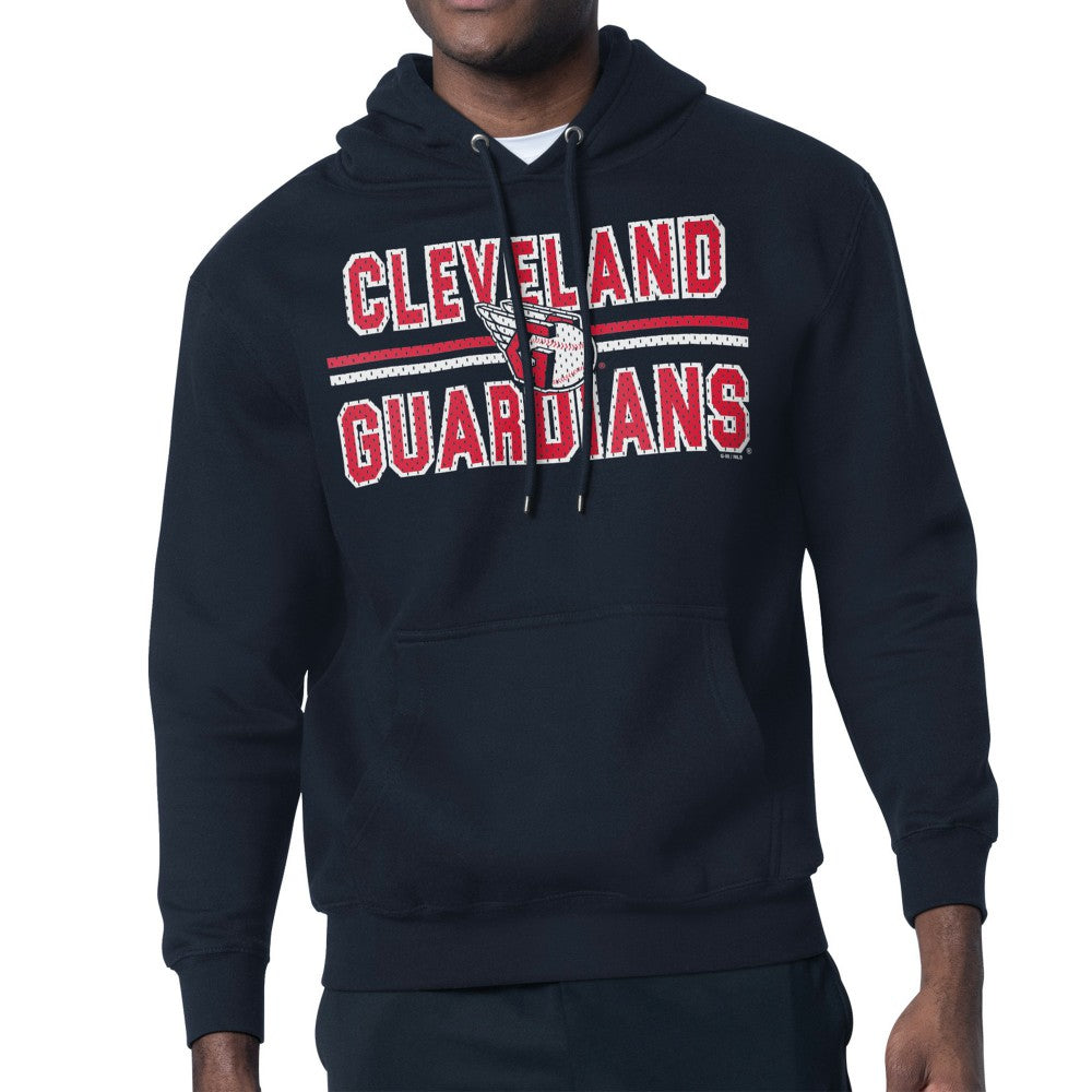 Cleveland Guardians Starter Team Mesh Print Graphic Pullover Hoodie - Navy