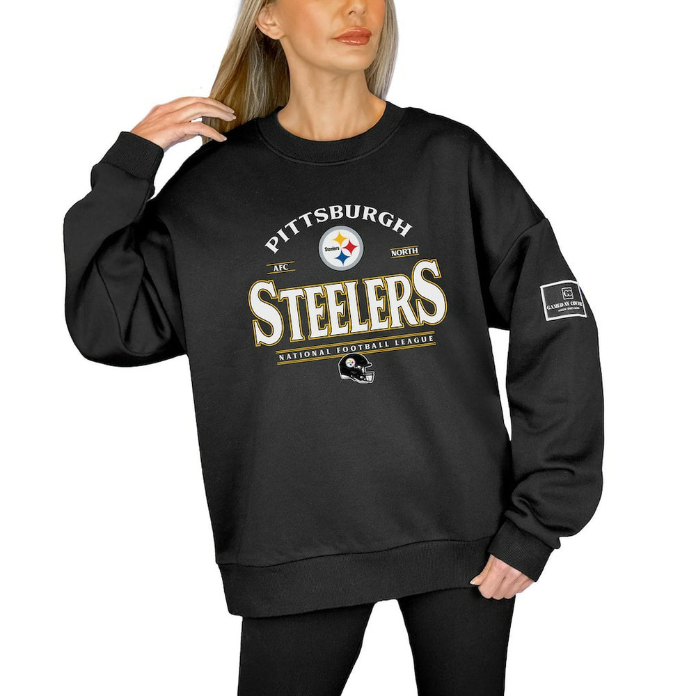 Pittsburgh Steelers Gameday Couture Women's Oversized Players Only Black Label Pullover Sweatshirt - Black discount