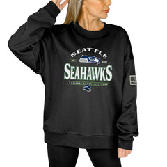 Seattle Seahawks Gameday Couture Women's Oversized Players Only Black Label Pullover Sweatshirt - Black discount