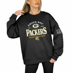 Green Bay Packers Gameday Couture Women's Oversized Players Only Black Label Pullover Sweatshirt - Black cheap