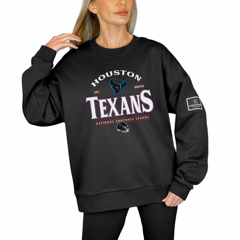 Houston Texans Gameday Couture Women's Oversized Players Only Black Label Pullover Sweatshirt - Black discount