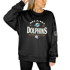 Miami Dolphins Gameday Couture Women's Oversized Players Only Black Label Pullover Sweatshirt - Black sale