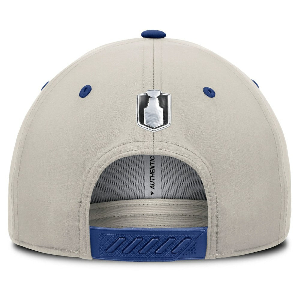 Toronto Maple Leafs Fanatics 2025 Stanley Cup Playoffs Locker Room Trucker Adjustable Hat Blue/Gray